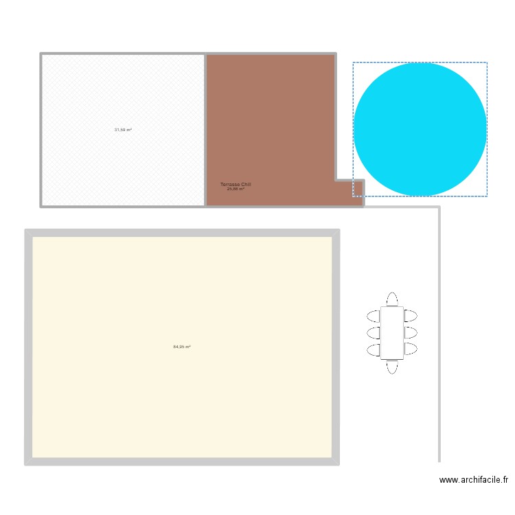 Piscine. Plan de 3 pièces et 142 m2