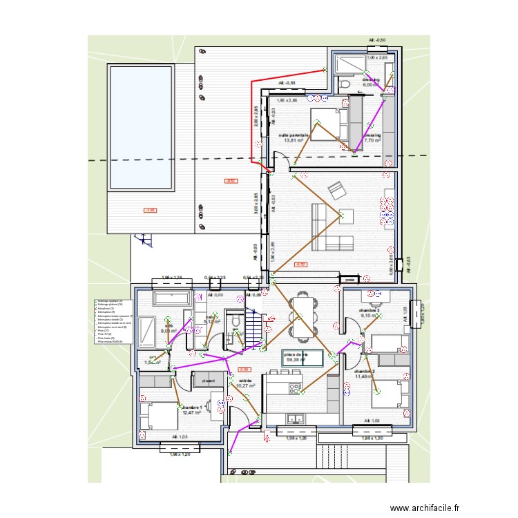 MARLY-PLAN ELECTRIQUE RDC. Plan de 0 pièce et 0 m2