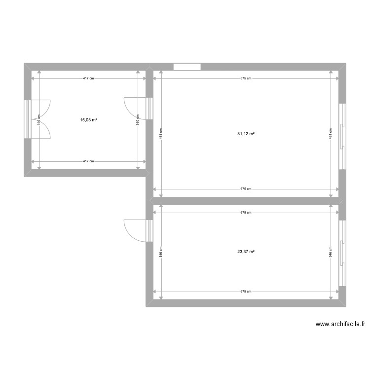 Lamalou Bas. Plan de 3 pièces et 70 m2