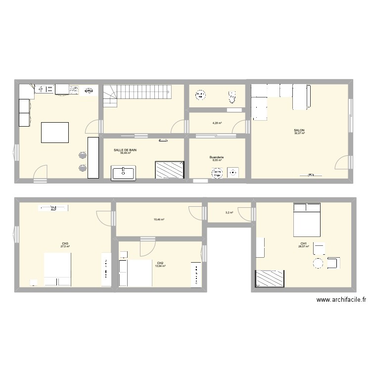 GITE 2. Plan de 9 pièces et 184 m2