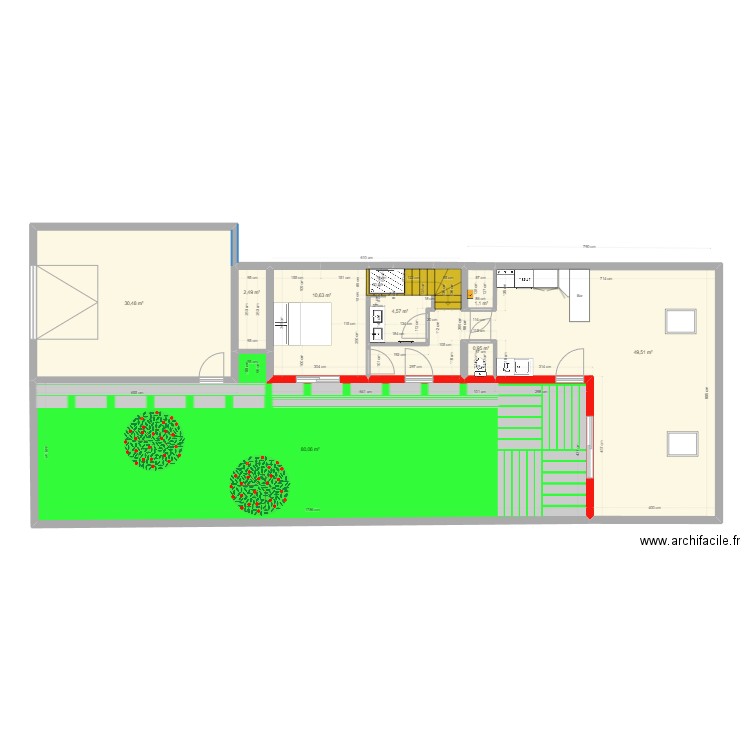 Plan RDC CORNU. Plan de 8 pièces et 180 m2