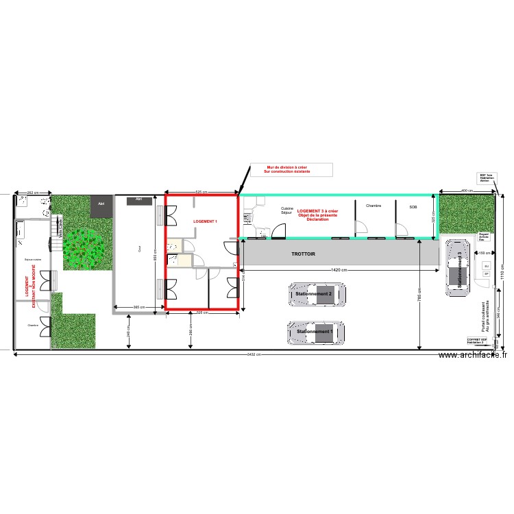 MASSE JULES FERRY 12 2021  projet 3 logements. Plan de 0 pièce et 0 m2