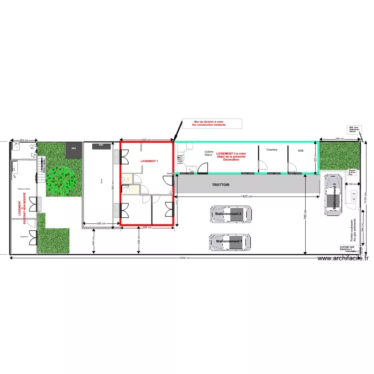 MASSE JULES FERRY 12 2021 projet 3 logements. Plan de MASSE JULES FERRY 12 2021 projet 3 logements. Plan de