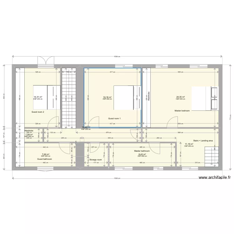 Castillon upstairs . Plan de 