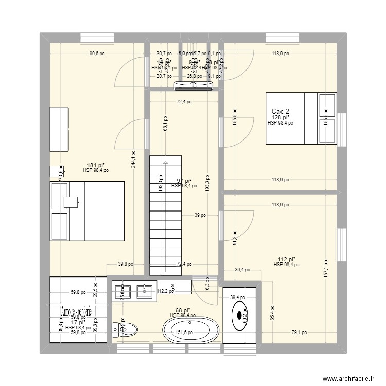 Tremblant chambres à coucher 3. Plan de 9 pièces et 55 m2