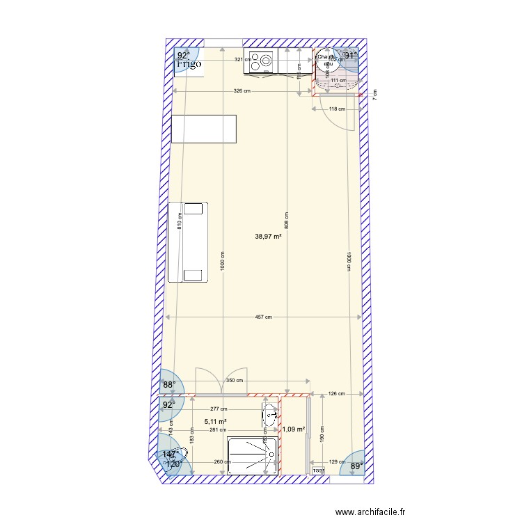 cave seb. Plan de 3 pièces et 45 m2