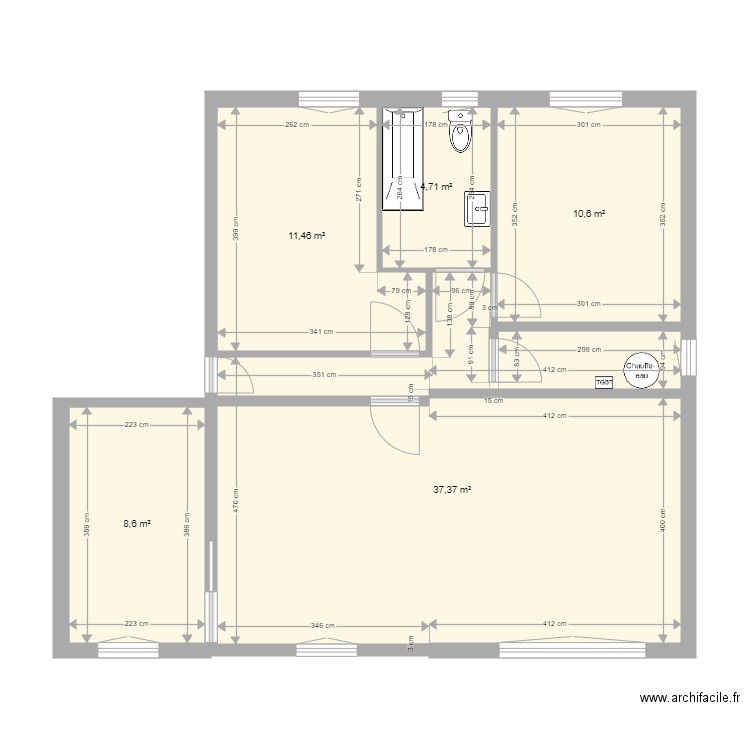 projet 1.2. Plan de 5 pièces et 73 m2