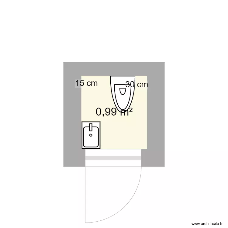 toilette &eacute;tage maison Mery. Plan de 
