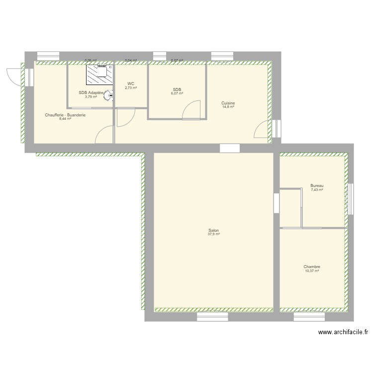 RENAULT projet1. Plan de 12 pièces et 93 m2