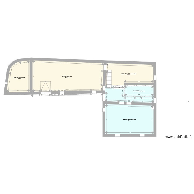 niveau 0 cour côtes pour isolation et placo 1sur2. Plan de 0 pièce et 0 m2