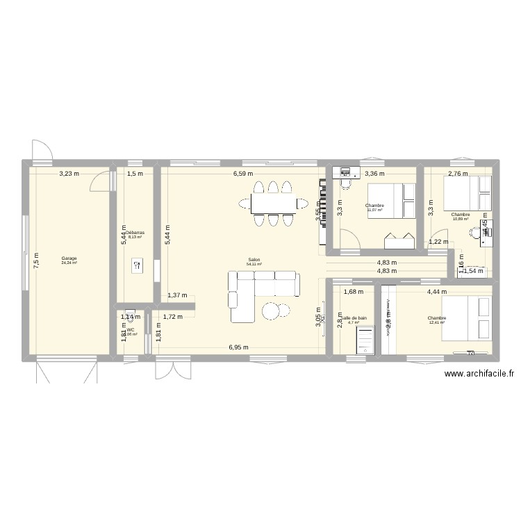 maison2. Plan de 8 pièces et 128 m2