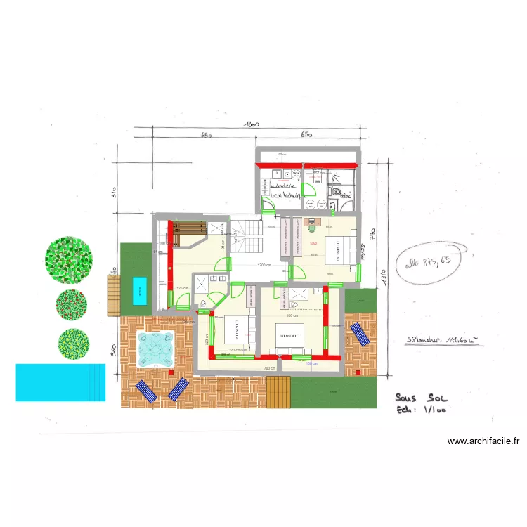 reduit MAX REZ JARDIN ESC CENTR SAMOENS 3CH + SAUNA. Plan de reduit MAX REZ JARDIN ESC CENTR SAMOENS 3CH + SAUNA. Plan de
