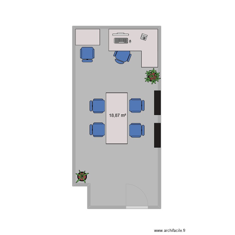 Plan de coworking - Mission 3 - OPA. Plan de 1 pièce et 19 m2