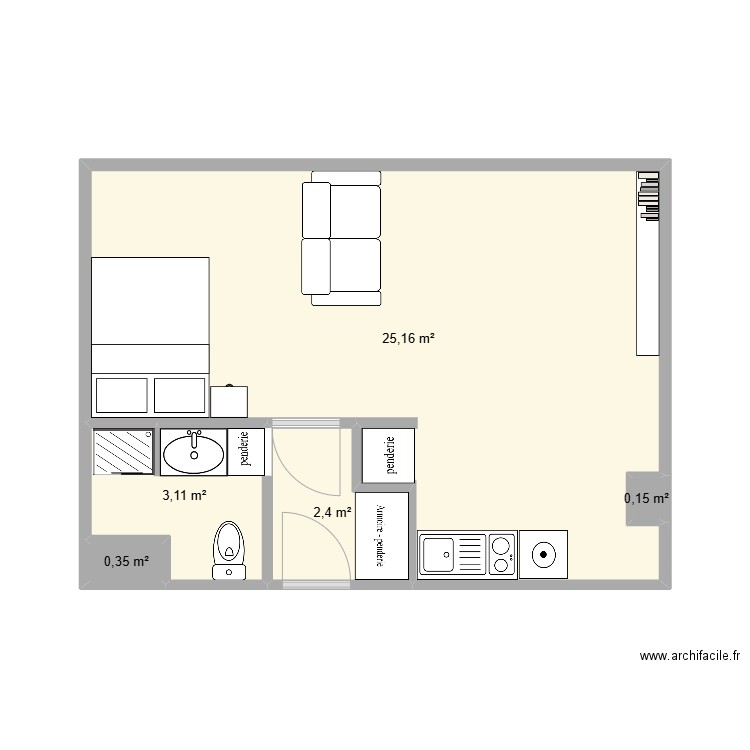 Nantes. Plan de 5 pièces et 31 m2