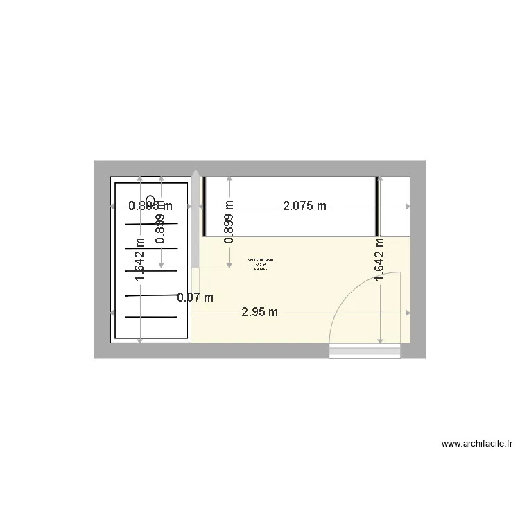 Margaux Salle de bain. Plan de 1  et 5 m²