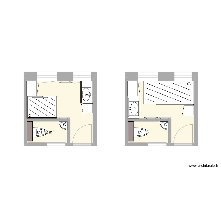 Salle de bain. Plan de 4 pièces et 13 m2