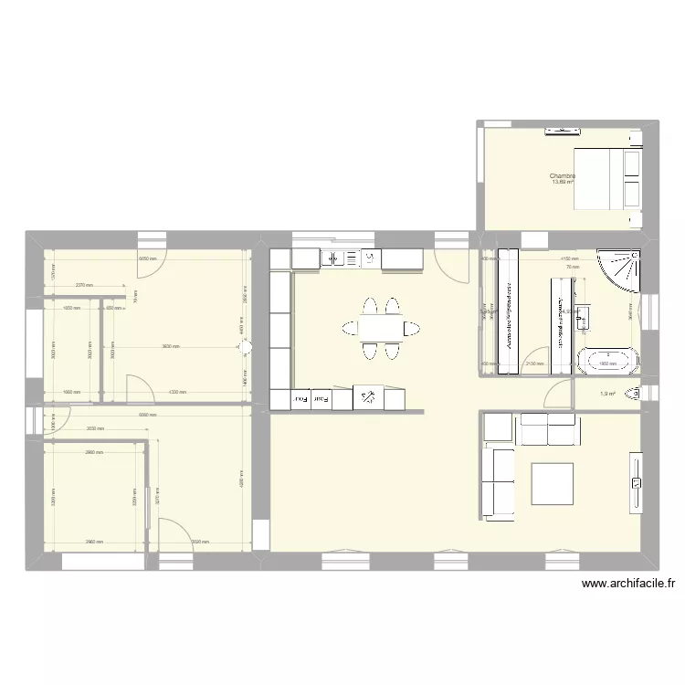 RDC marnay 80 nouveau cuisine. Plan de 