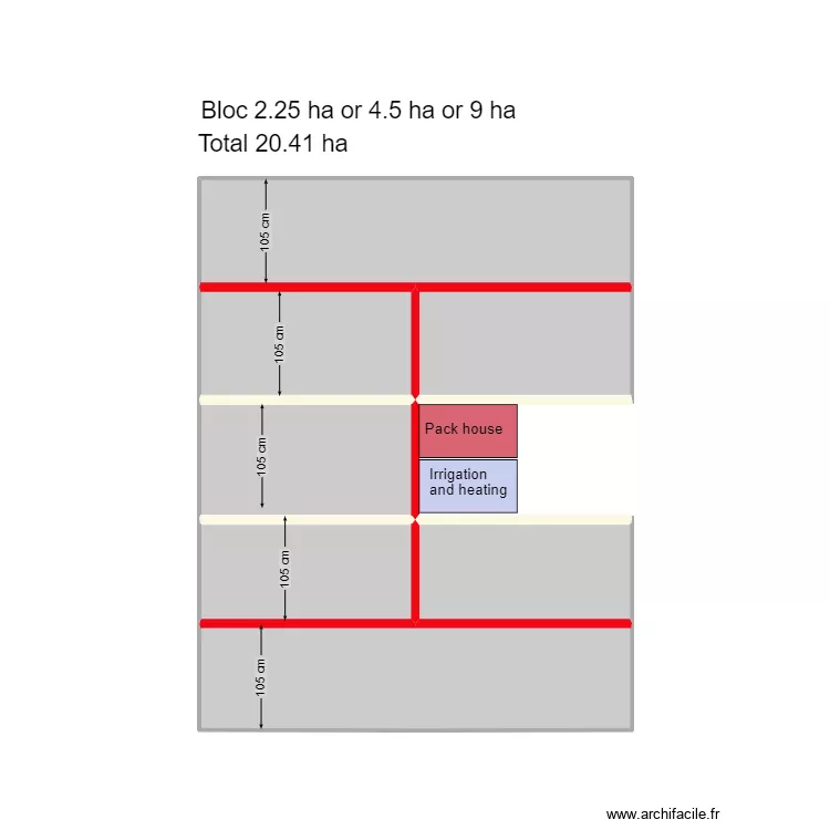 bloc 2.25 or 4.5 ha. Plan de 