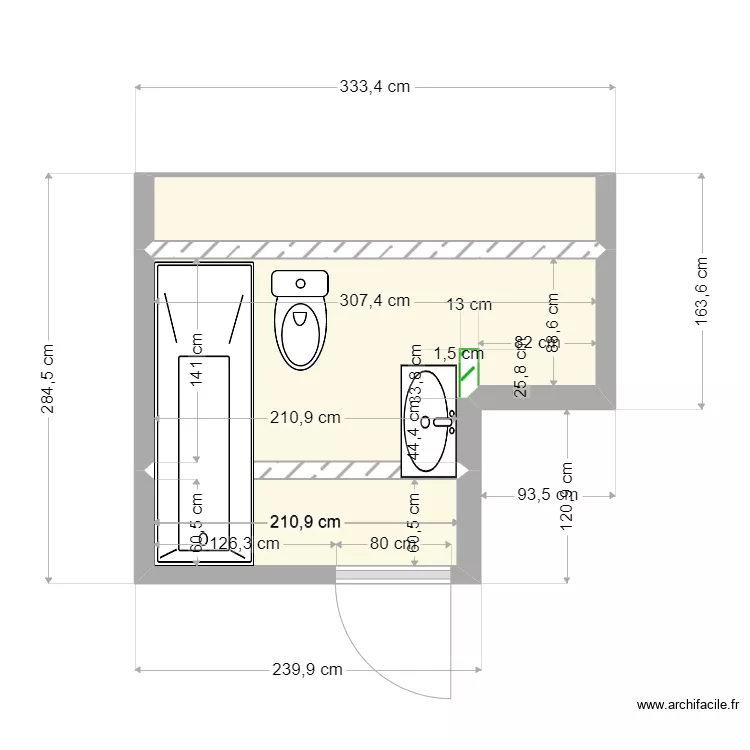GRAND LEEZ salle de bain 2eme ILG V4. Plan de 