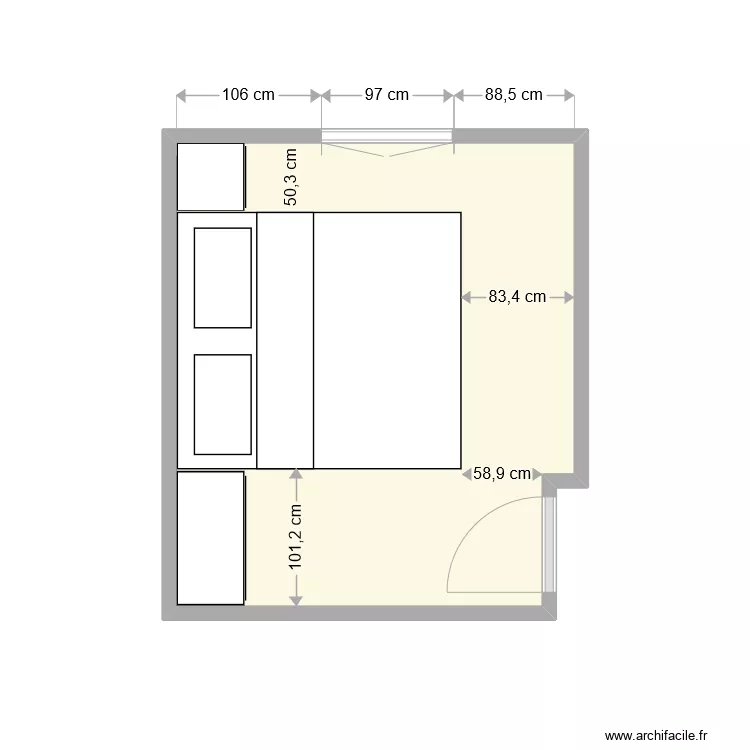 Chambre sud aménagement Parents. Plan de Chambre sud aménagement Parents. Plan de