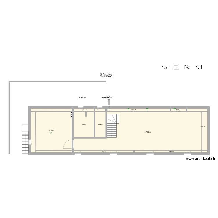 Etage Beuz 2. Plan de 10 pièces et 89 m2