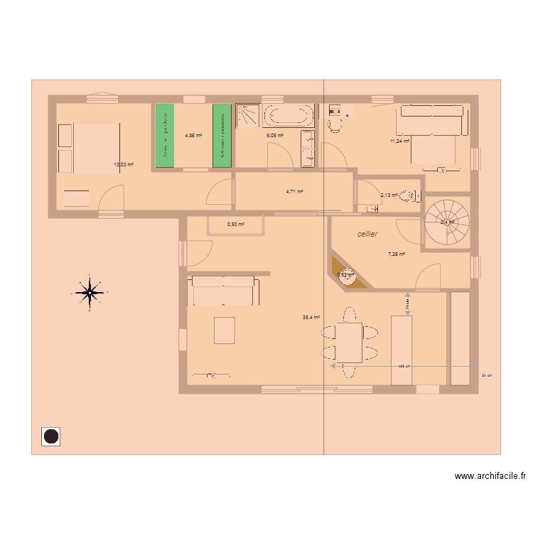 pacific03 02. Plan de 11 pièces et 88 m2