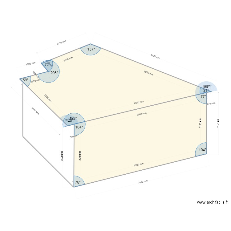 VUE 3D. Plan de 2 pièces et 42 m2