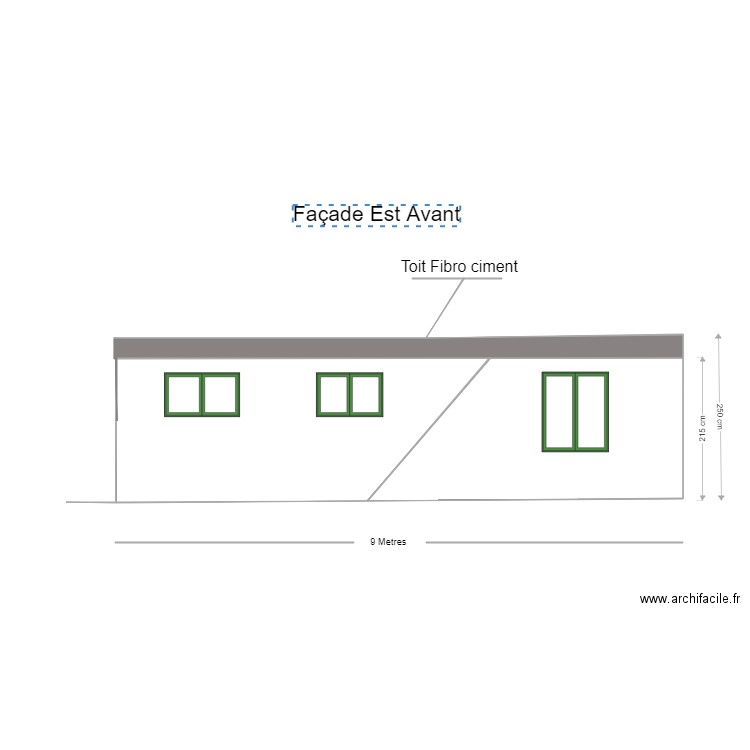 Façade EST Avant. Plan de 2 pièces et 21 m2