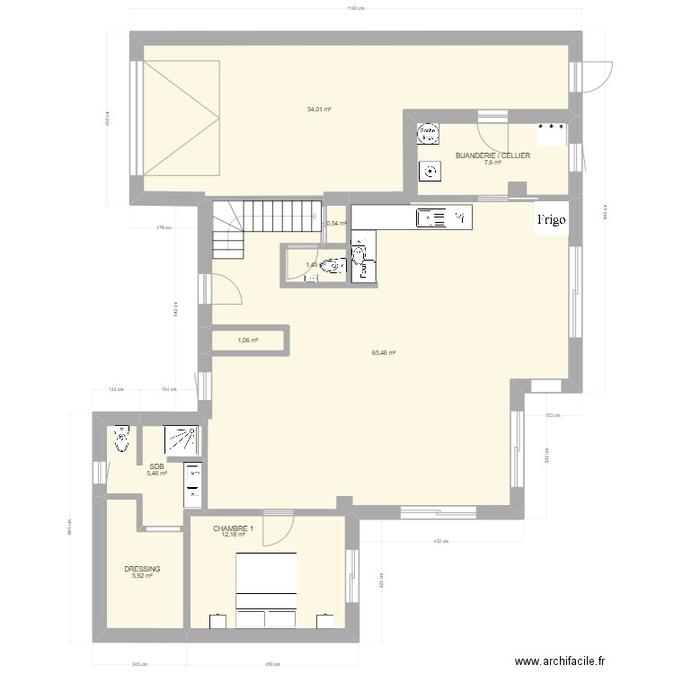 MAISON ETAGE. Plan de 9 pièces et 134 m2