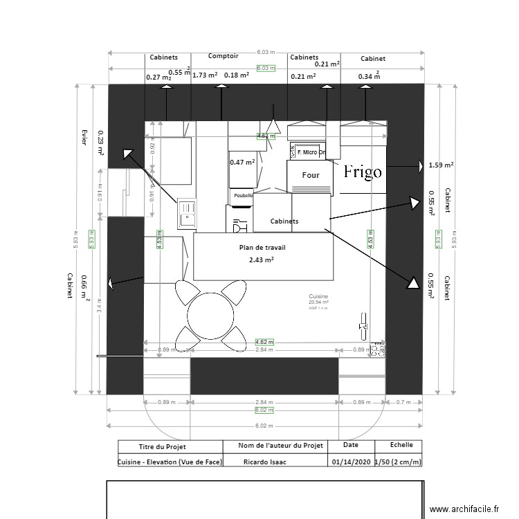 PLAN   CUISINE VUE DE FACE ELEVATION 11. Plan de 0 pièce et 0 m2