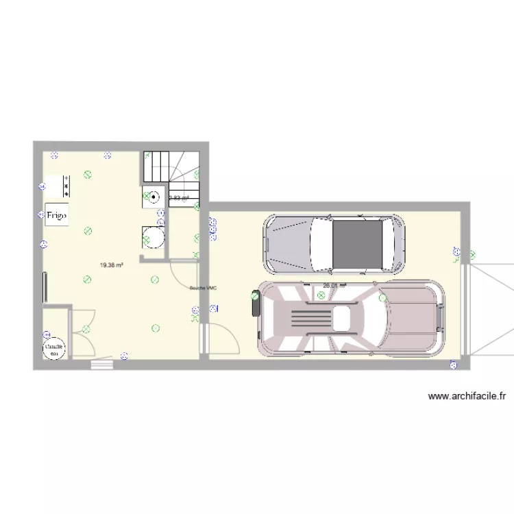 CELLIER ET GARAGE. Plan de 