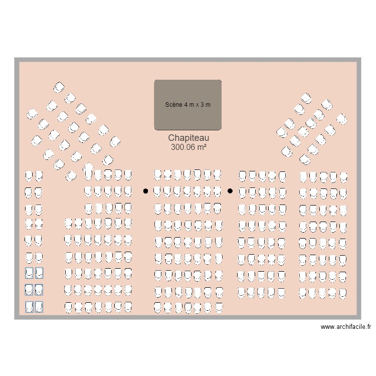 Plan de salle - Châpiteau (15 x 20 m) V2. Plan de 1 pièce et 300 m2