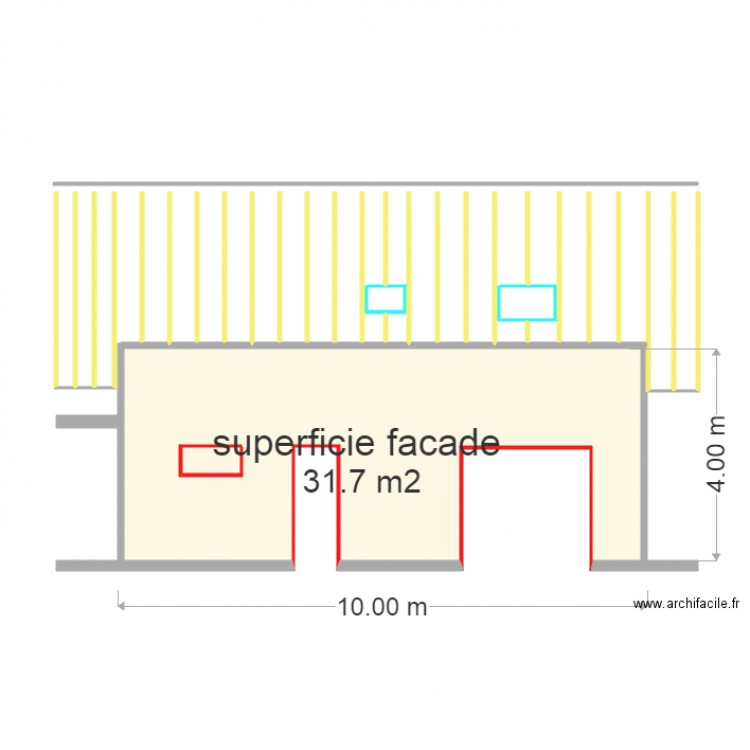 superficie facade devant . Plan de 0 pièce et 0 m2