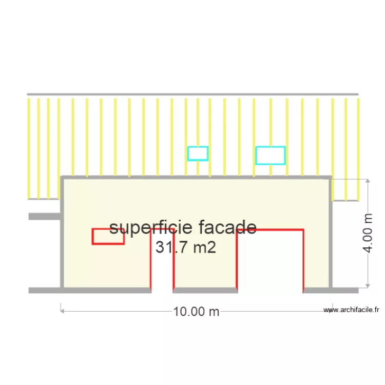 superficie facade devant . Plan de 