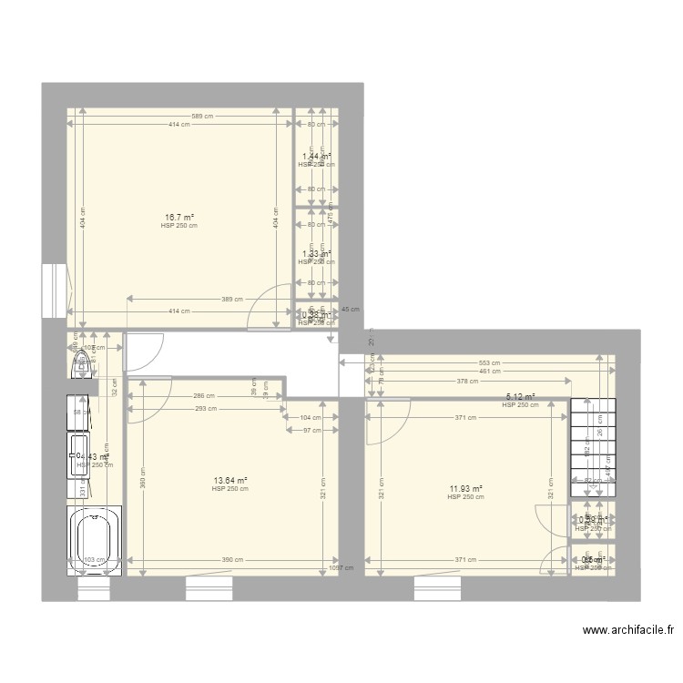 plan étage 18 av. de la cote bleue Gignac. Plan de 10 pièces et 56 m2
