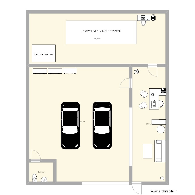 Garage version 1. Plan de 4 pièces et 159 m2