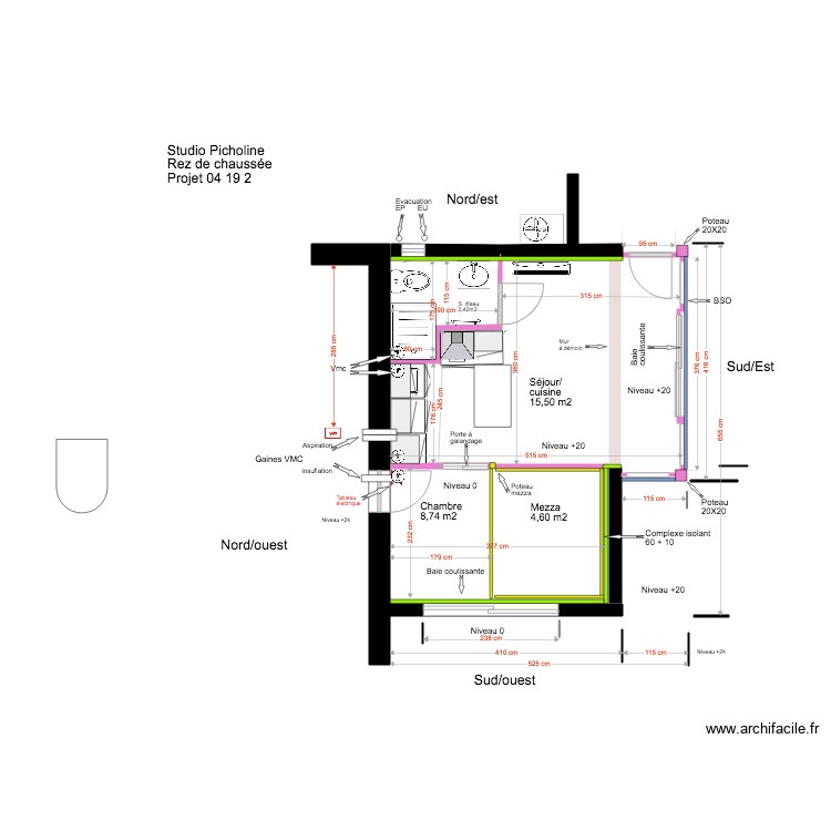 Studio Picholine Rez de chauss&eacute;e 04 19 2. Plan de 0 pièce et 0 m2