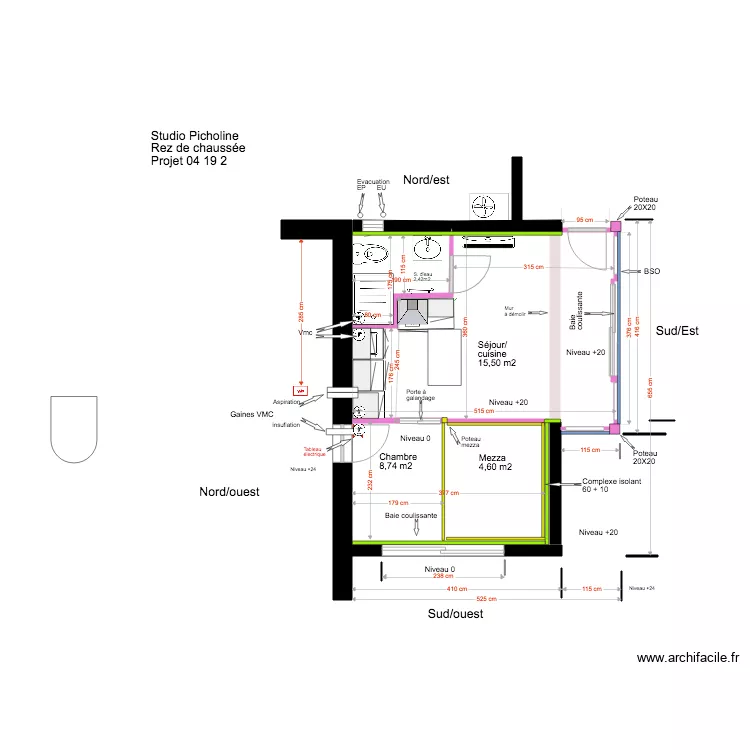 Studio Picholine Rez de chauss&eacute;e 04 19 2. Plan de 