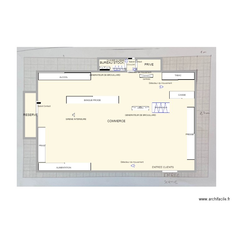 EPICERIE ARMAND  INTRUSION . Plan de 5 pièces et 58 m2