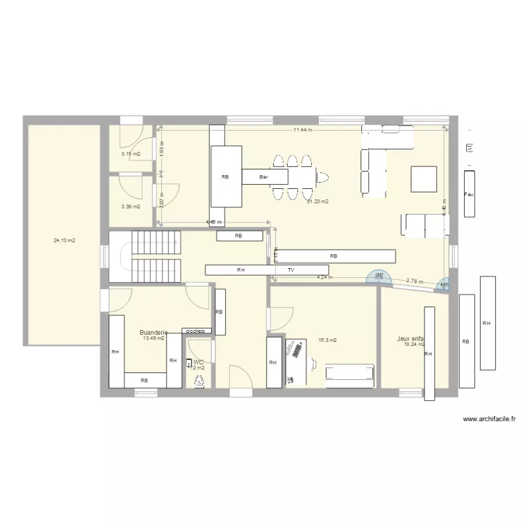 Maison RDC 19 Yves pizza. Plan de 