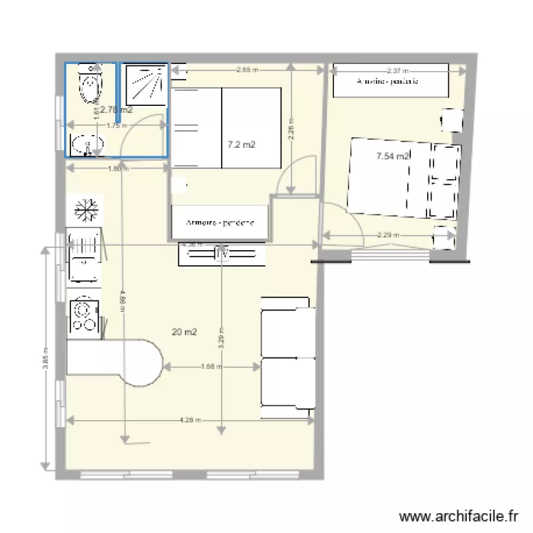 PETITE MAISON VV 2 CHAMBRES. Plan de 