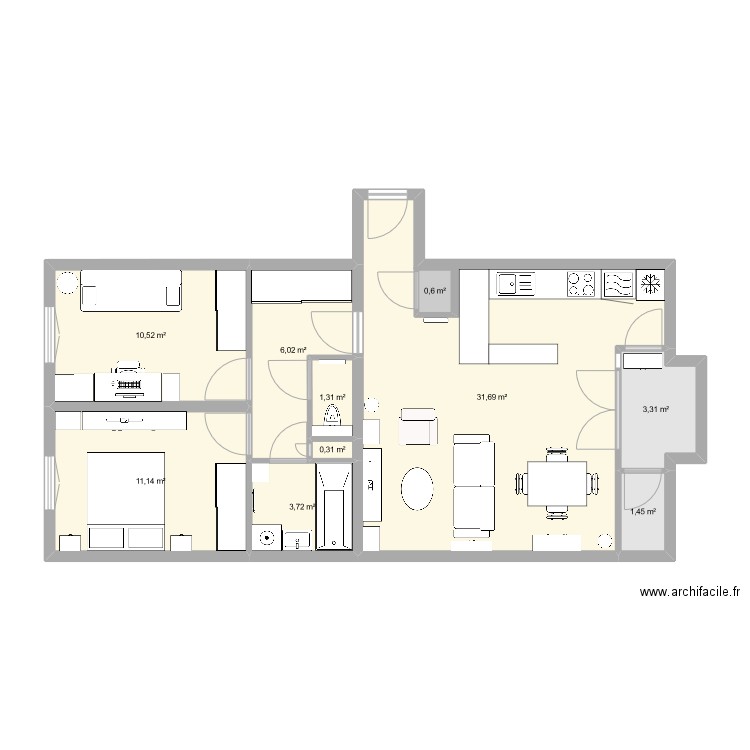 Appart 2. Plan de 0 pièce et 0 m2