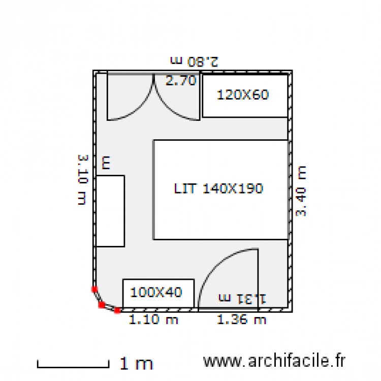 CHAMBRE PARIS 10. Plan de 0 pièce et 0 m2