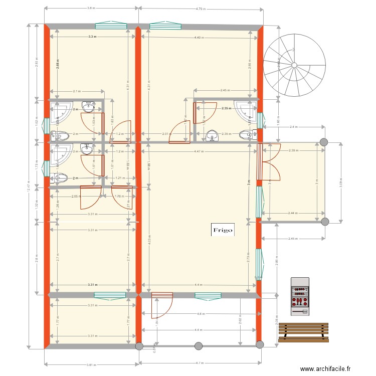 toiture 3 fermes. Plan de 0 pièce et 0 m2