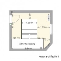 chambre 1 lit 160 x 200 avec dressing 