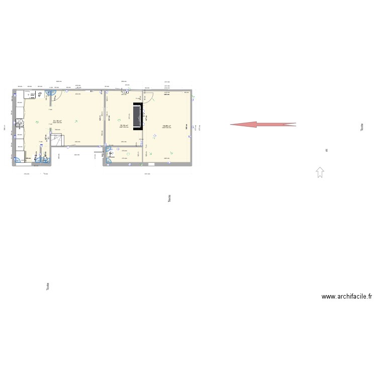 plan definitif rdc. Plan de 3 pièces et 66 m2