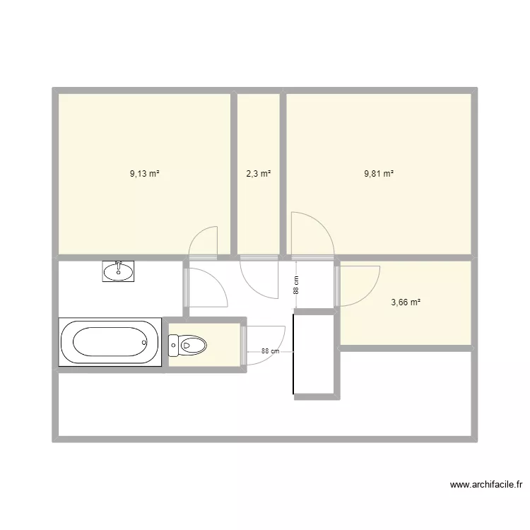 Bonneaux SDB existant. Plan de Bonneaux SDB existant. Plan de