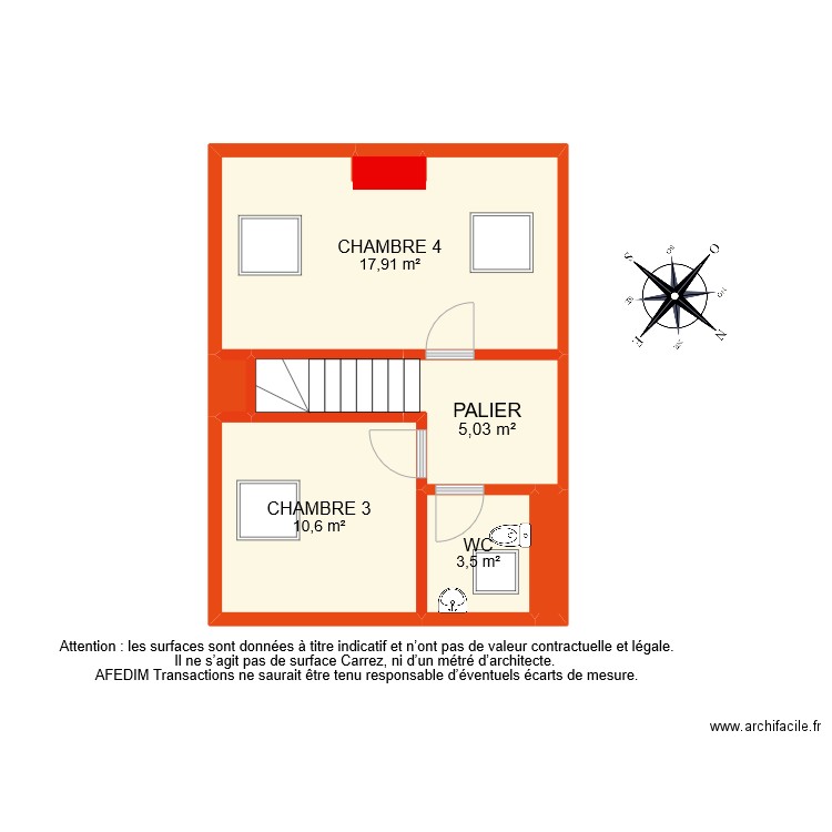 BI 8950 ETAGE. Plan de 8 pièces et 41 m2