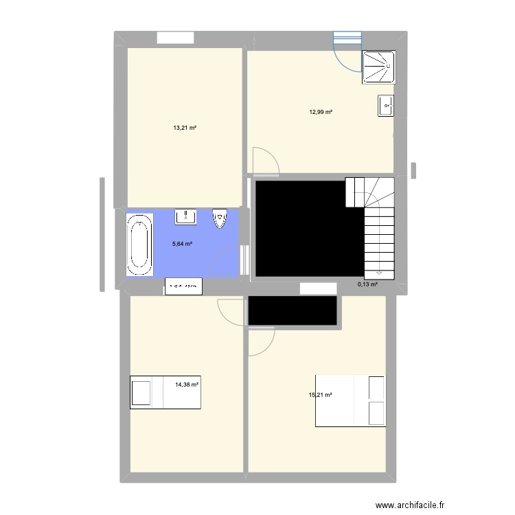étage avec extension 2. Plan de 0 pièce et 0 m2