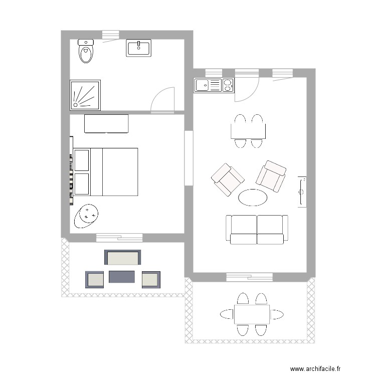 T2 38 m². Plan de 5 pièces et 47 m2